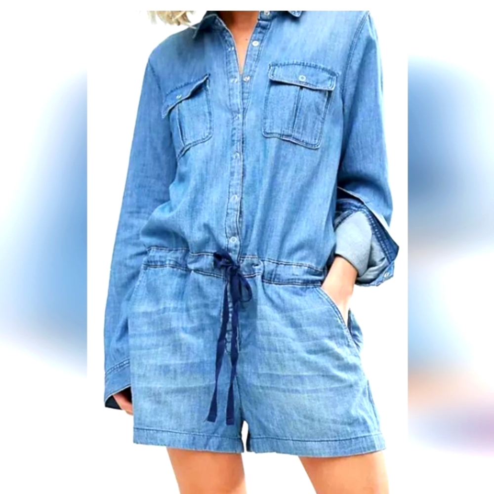 Blank NYC Light Blue Denim Jumpsuit Romper - Picture 5 of 15